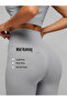 Rib Knit Knitted Corded Fabric High Waist Shaping / Sculpting Gray Leggings No Show Matte Fabric - 3