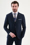 Plain Slim Fit Wide Collar Men's Suit with Handkerchief Detail Navy Blue - 45444.26Y - 4