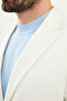 Plain Slim Fit Mono Collar Pocket 100% Linen Men's Jacket Ecru - 41487.26Y - 2