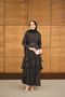 Women's Polka Dot Layered Belt Layered Dress Black - 3