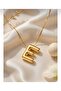 Gold Color Bubble Necklace with Letter E and Steel Chain - 4