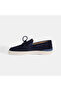 Men's Navy Blue Lace Detail Suede Leather Loafers - 3