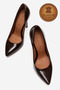 Genuine Leather Brown Patent Leather Pointed Toe Flat Sole Stiletto High Heel Heeled Shoes Noah - 5