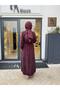 39800 Stitch Detail Women's Dress Burgundy - 6