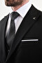 Plain Slim Fit Wide Collar Men's Suit with Handkerchief Detail Black - 45444.26Y - 2