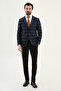 Plaid Pieces Slim Fit Mono Collar Combination Men's Suit Navy Blue - 45437.26Y - 3