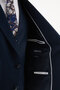 Plain Slim Fit Wide Collar Men's Suit with Handkerchief Detail Navy Blue - 45444.26Y - 7