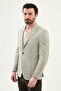 مخطط قصة ضيقة سترة رجالية بجيب على شكل حرف Y Mono Collar Jacket كاكي - 41486.26Y - 5
