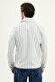 Striped Slim Fit Shirt Collar Yandan Pocketed Men's Coat Blue - 39662.26Y - 6