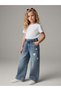 Girl's Wide-Leg Jeans with Heart and Flower Detail - 3