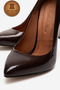 Genuine Leather Brown Patent Leather Pointed Toe Flat Sole Stiletto High Heel Heeled Shoes Noah - 3