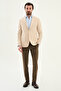 Striped Slim Fit Mono Collar Pocket Men's Jacket Beige - 41486.26Y - 3