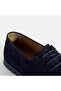 Men's Navy Blue Lace-Up Suede Casual Shoes Loafers - 7