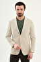 بنقش مربعات قصة ضيقة سترة رجالية بجيب على شكل حرف Y Mono Collar Jacket كاكي - 41485.26Y - 4