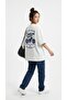 Women's Oversized T-Shirt Motor Printed White – Crew Neck, 100% Cotton Compact T-Shirt - 2