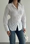Women's Ruched Detail Shirt – Long Sleeve Waist Formed Stylish Shirt - 5