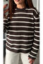 Coffee-ecru Striped mercerized blouse - 6