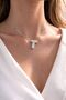 Silver Color Bubble Necklace with Steel Chain and Zircon Stone Letter t - 2