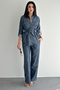Women's Shirt and Pants Set – Tie-Detail Long Sleeve Stylish Two-Piece Set - 5