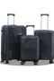 3-Piece Unbreakable Polypropylene Luggage Set - 360° Double Spinner Wheels & Secure Lock (Black)