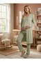 New Season Green Long Sleeve Buttoned Design 100% Cotton Maternity Pajama Set - 6