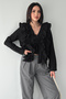 Women's Ruffle Detail Tie-Up Blouse – Stylish Long Sleeve Ruffled Blouse - 6
