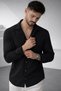 Men's Black Comfortable Fit Long Sleeve Ribbed Ottoman Shirt - 5