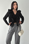 Women's Ruffle Detail Tie-Up Blouse – Stylish Long Sleeve Ruffled Blouse - 7