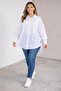 PLUS SIZE WOMEN'S COTTON SHIRT WITH SLIPPING DETAIL - 2