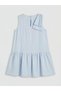 Giyçık Store Den Blue Crew Neck Dress with Bow Detail for Girls - 2