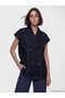 Sparkling Choices from Shining Store Women's Jean Vest with Double Breasted Roba Collar - 3