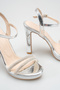 Silver Stone Platform High Heel Evening Dress Women's Sandals - Stylish Wedding Guest Evening Shoes - 5