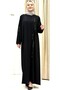 Yandan Stone-Embellished Hidden Zipper Abaya Tesettür Ferace - 5