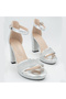 Silver Platform Heeled Women's Sandals Ankle Strap Evening Dress Shoes Vi̇d02002 - 3