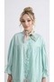 Women's Design Sleeve Ruched Ruffled Mint Shirt - 2