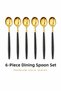 Modern Gold Color Stainless Steel Tablespoon Set of 6, Matte Black Strappy Premium Tablespoon Set