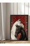 Black and White Horse One Piece Wooden Framed Painting - 4