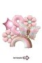 8 Years Old Retro Pink Daisy Rainbow Butterfly Themed Balloon Set Party Decoration