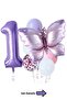 Purple Butterfly Themed 1St Birthday Foil Balloon Set Party Decoration