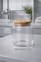 Pureglass 3-Piece Large Size 500 ml Glass Cotton Container with Wooden Lid – Glass Jar with Label Gift - 3