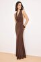 Brown Degaje Collar Sandy Maxi Evening Dress & Graduation Gown Tprss26Ae00115 - 2