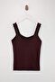 Bordo Çizgi Detaylı Kare Yaka Bodycon İnce Triko Bluz TBBSS24AF00052 - 6