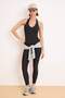 Siyah Dalgıç/Scuba Kumaş Boyundan Bağlama Detaylı Örme Spor Üst/Bluz THMSS26BZ00007 - 2