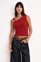 Tile Fitted/Fitted to the Body Asymmetrical Neckline Accessory Detail Flexible Knitted Blouse Twoss26Bz00187 - 2