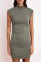 Mint Düz Bodycon Bisiklet Yaka Kolsuz Büzgülü Mini Esnek Örme Elbise TWOSS26EL00239 - 3