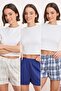 Lacivert %100 Pamuklu 3'lü Paket Ekoseli Örme Pijama Altı THMSS25PJ00016 - 5