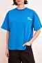 Cobalt Blue Slogan Oversize/Wide Fit Back Printed Long Tok 100% Cotton Knitted T-Shirt Twoss26Ts00089 - 4
