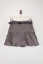 Brown-Multicolor Mini Plaid Belted Balloon Skirt Twoss26Et00157