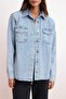 Açık Mavi Trok Detaylı Regular 100% Pamuk Oversize Denim Gömlek Ceket TWOSS26GO00003 - 3