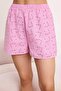 Pembe Çiçekli Astarlı Kendinden Desenli Şortlu Dokuma Pijama Takımı THMSS24PT00075 - 3